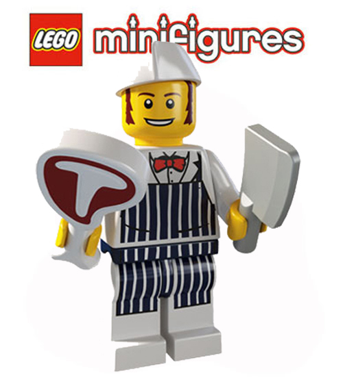 NR.14 LEGO ® Minifigur Sammelserie 8827 6 Metzer mit Steak 
